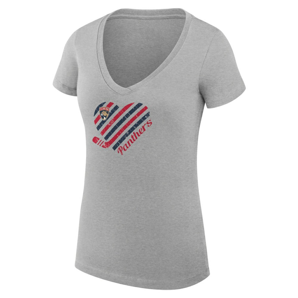 Florida Panthers G-III 4Her by Carl Banks Women's Super-Slim Fit Lightweight Heart V-Neck T-Shirt Outlet
