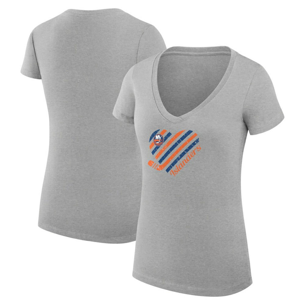 New York Islanders G-III 4Her by Carl Banks Women's Super-Slim Fit Lightweight Heart V-Neck T-Shirt Online