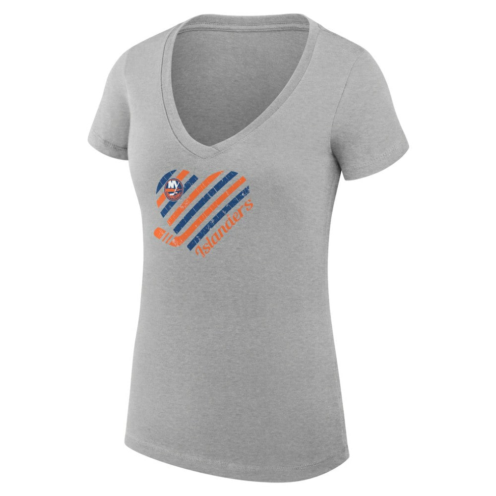 New York Islanders G-III 4Her by Carl Banks Women's Super-Slim Fit Lightweight Heart V-Neck T-Shirt Online