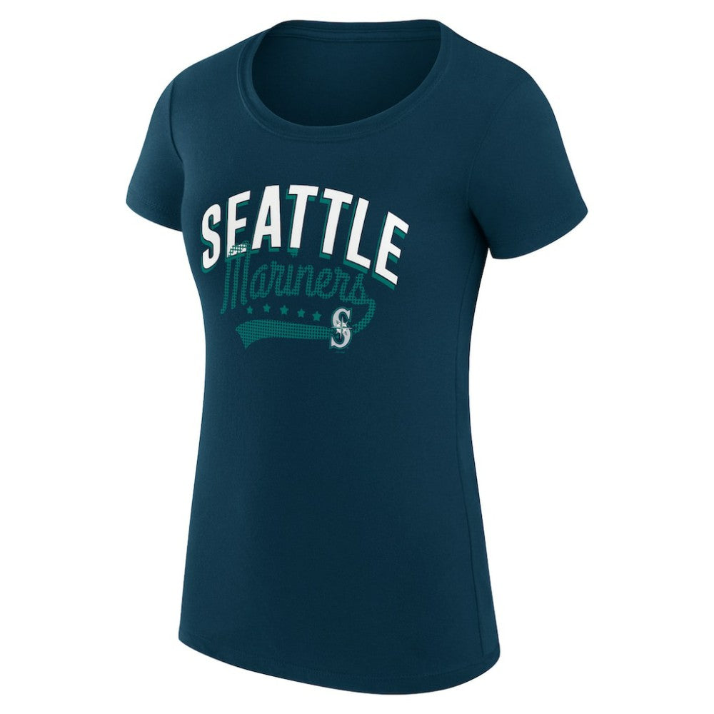 Seattle Mariners G-III 4Her by Carl Banks Women's Super-Slim Fit Lightweight Filigree Team T-Shirt | MLB On Sale
