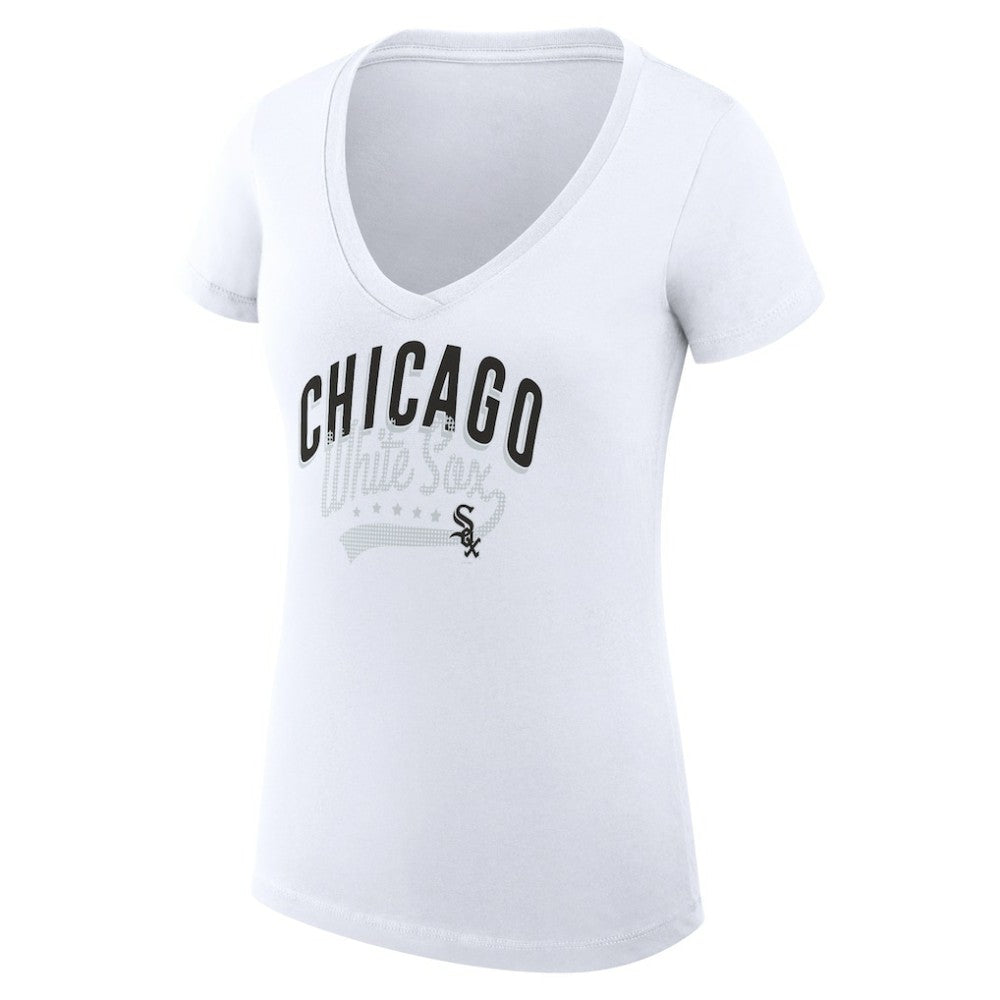 Chicago White Sox G-III 4Her by Carl Banks Women's Super-Slim Fit Lightweight Filigree Team V-Neck T-Shirt | MLB Near me