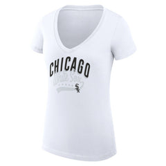 Chicago White Sox G-III 4Her by Carl Banks Women's Super-Slim Fit Lightweight Filigree Team V-Neck T-Shirt | MLB Near me