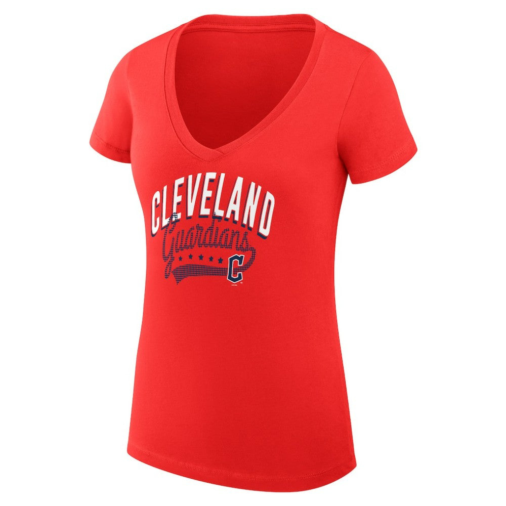 Cleveland Guardians G-III 4Her by Carl Banks Women's Super-Slim Fit Lightweight Filigree Team V-Neck T-Shirt | MLB Discount