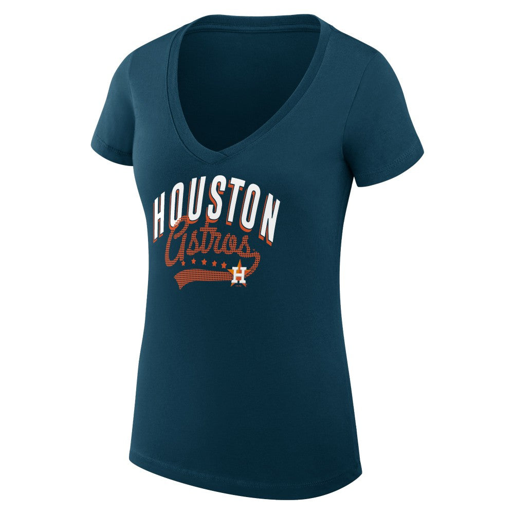 Houston Astros G-III 4Her by Carl Banks Women's Super-Slim Fit Lightweight Filigree Team V-Neck T-Shirt | MLB Near me