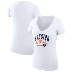 Houston Astros G-III 4Her by Carl Banks Women's Super-Slim Fit Lightweight Filigree Team V-Neck T-Shirt | MLB Shop