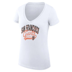 San Francisco Giants G-III 4Her by Carl Banks Women's Super-Slim Fit Lightweight Filigree Team V-Neck T-Shirt | MLB Shop