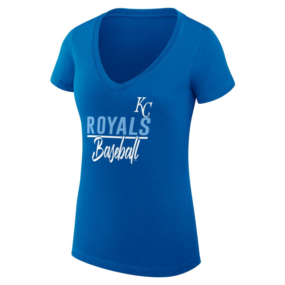 Kansas City Royals G-III 4Her by Carl Banks Women's Super-Slim Fit Lightweight Team Graphic V-Neck T-Shirt | MLB Discount