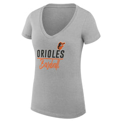Baltimore Orioles G-III 4Her by Carl Banks Women's Super-Slim Fit Lightweight Team Graphic V-Neck T-Shirt | MLB Shop