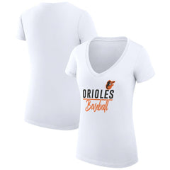 Baltimore Orioles G-III 4Her by Carl Banks Women's Super-Slim Fit Lightweight Team Graphic V-Neck T-Shirt | MLB Near me