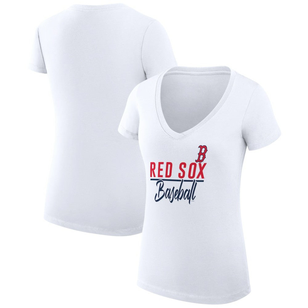 Boston Red Sox G-III 4Her by Carl Banks Women's Super-Slim Fit Lightweight Team Graphic V-Neck T-Shirt | MLB Online