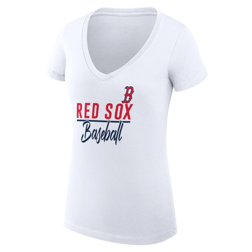 Boston Red Sox G-III 4Her by Carl Banks Women's Super-Slim Fit Lightweight Team Graphic V-Neck T-Shirt | MLB Online