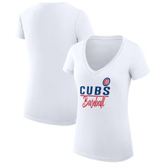Chicago Cubs G-III 4Her by Carl Banks Women's Super-Slim Fit Lightweight Team Graphic V-Neck T-Shirt | MLB Online