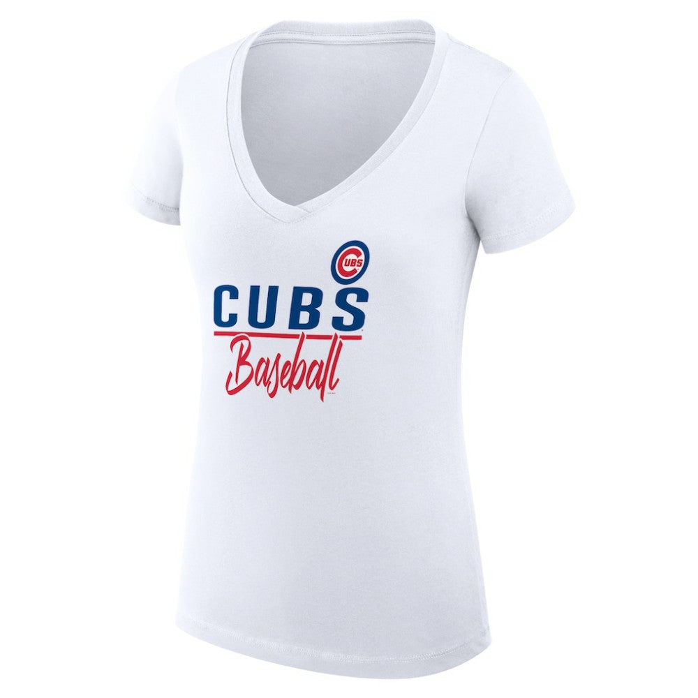 Chicago Cubs G-III 4Her by Carl Banks Women's Super-Slim Fit Lightweight Team Graphic V-Neck T-Shirt | MLB Online