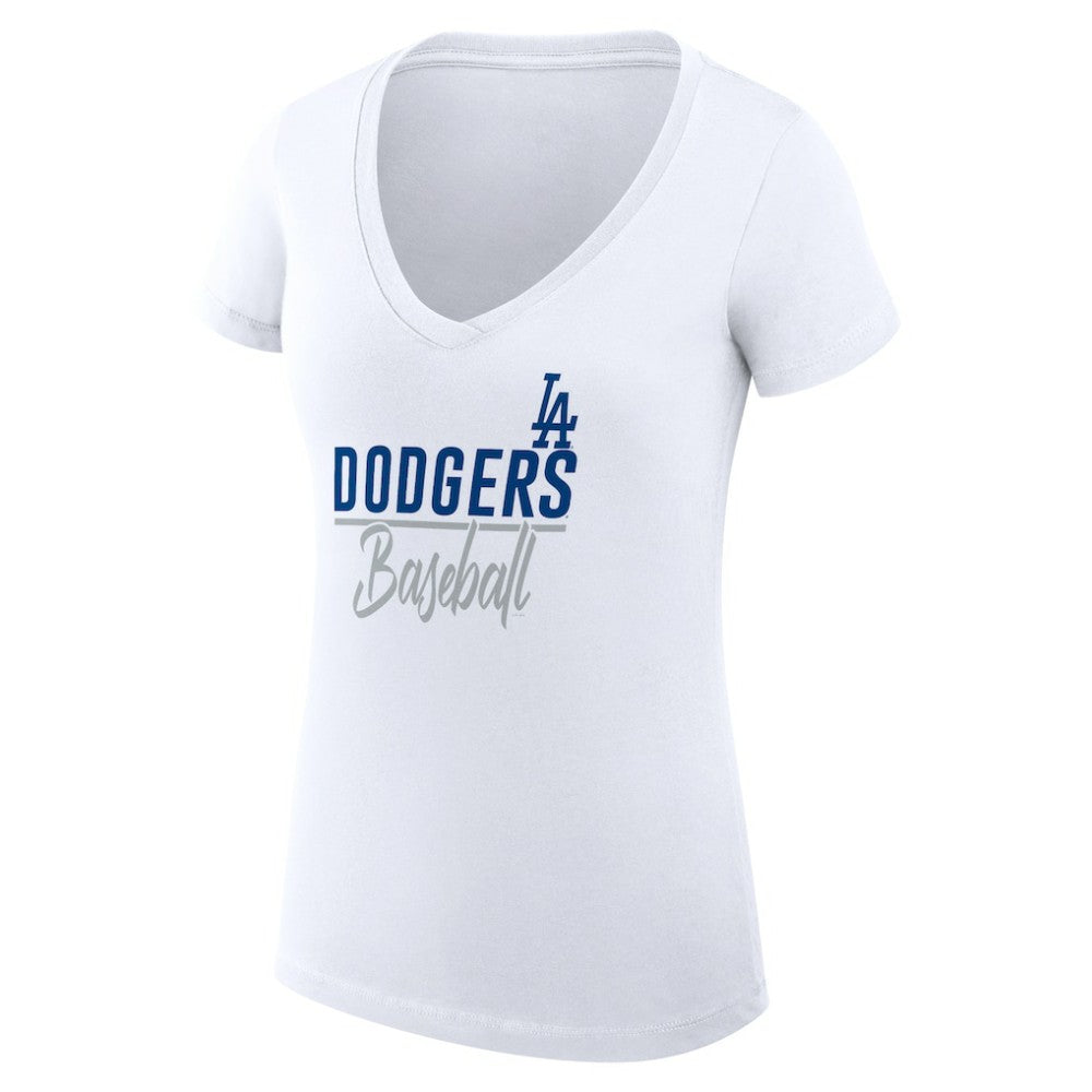 Los Angeles Dodgers G-III 4Her by Carl Banks Women's Super-Slim Fit Lightweight Team Graphic V-Neck T-Shirt | MLB On Sale