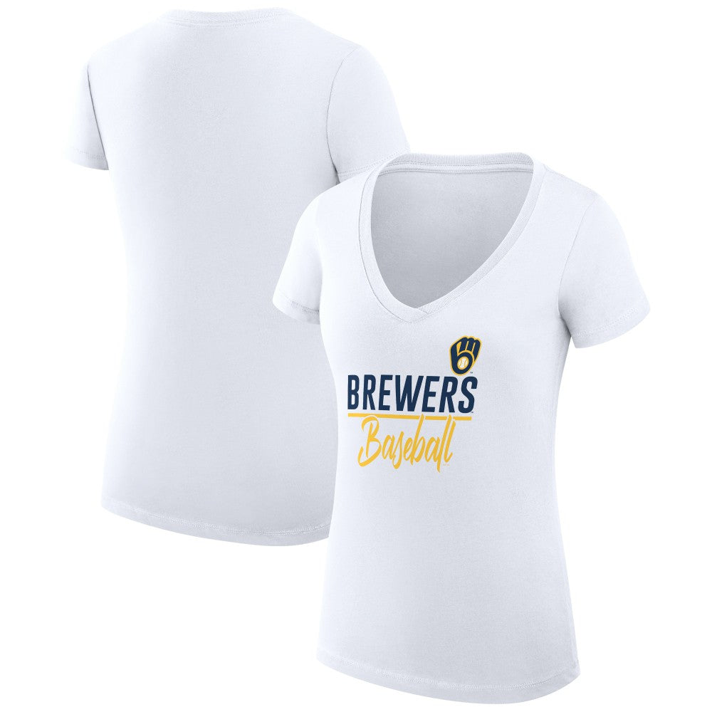 Milwaukee Brewers G-III 4Her by Carl Banks Women's Super-Slim Fit Lightweight Team Graphic V-Neck T-Shirt | MLB Near me