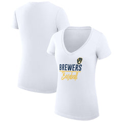 Milwaukee Brewers G-III 4Her by Carl Banks Women's Super-Slim Fit Lightweight Team Graphic V-Neck T-Shirt | MLB Near me
