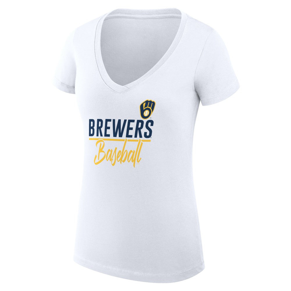 Milwaukee Brewers G-III 4Her by Carl Banks Women's Super-Slim Fit Lightweight Team Graphic V-Neck T-Shirt | MLB Near me
