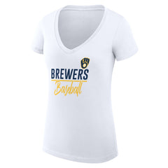 Milwaukee Brewers G-III 4Her by Carl Banks Women's Super-Slim Fit Lightweight Team Graphic V-Neck T-Shirt | MLB Near me