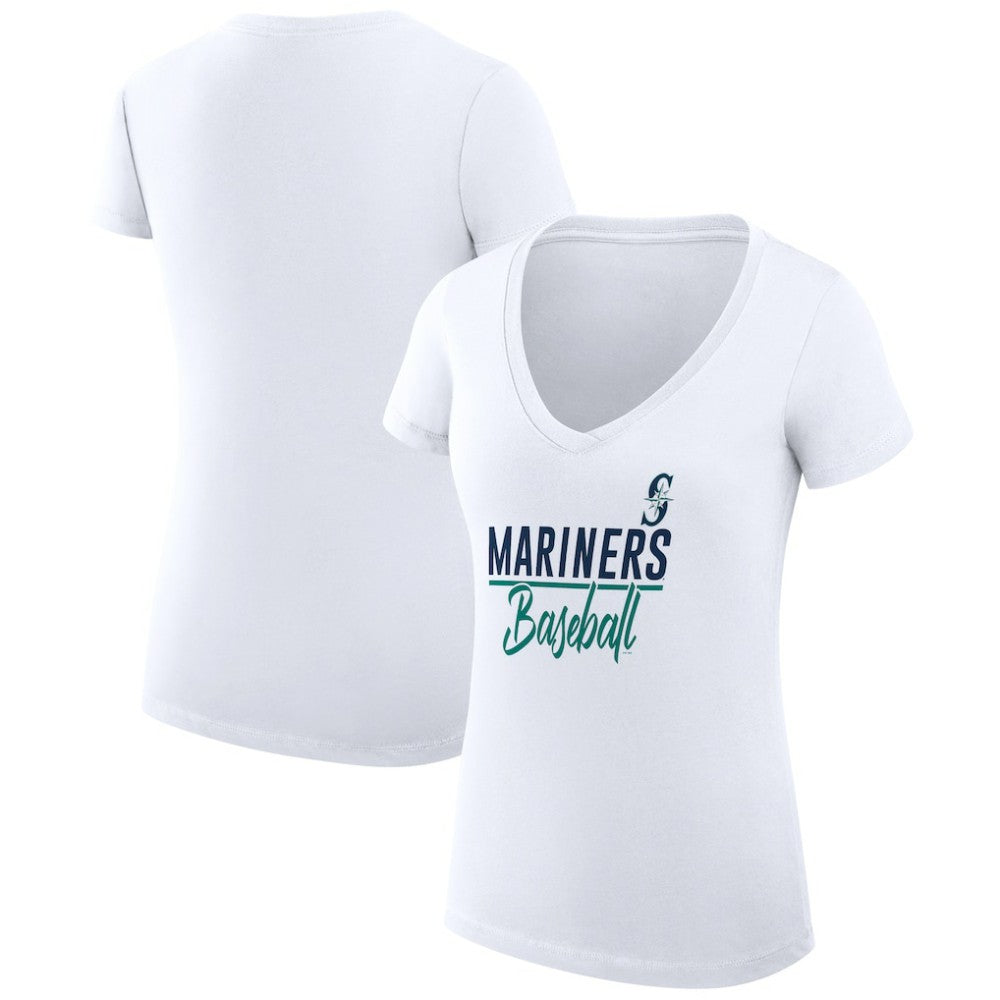 Seattle Mariners G-III 4Her by Carl Banks Women's Super-Slim Fit Lightweight Team Graphic V-Neck T-Shirt | MLB Sale