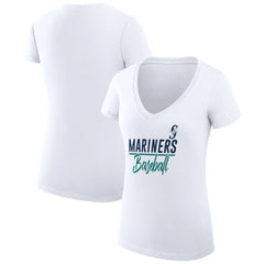 Seattle Mariners G-III 4Her by Carl Banks Women's Super-Slim Fit Lightweight Team Graphic V-Neck T-Shirt | MLB Sale