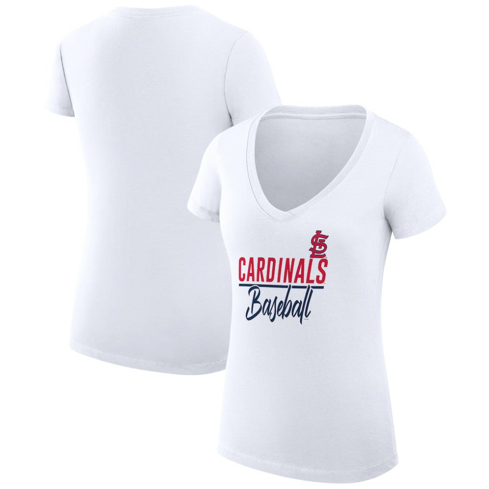 St. Louis Cardinals G-III 4Her by Carl Banks Women's Super-Slim Fit Lightweight Team Graphic V-Neck T-Shirt | MLB Shop