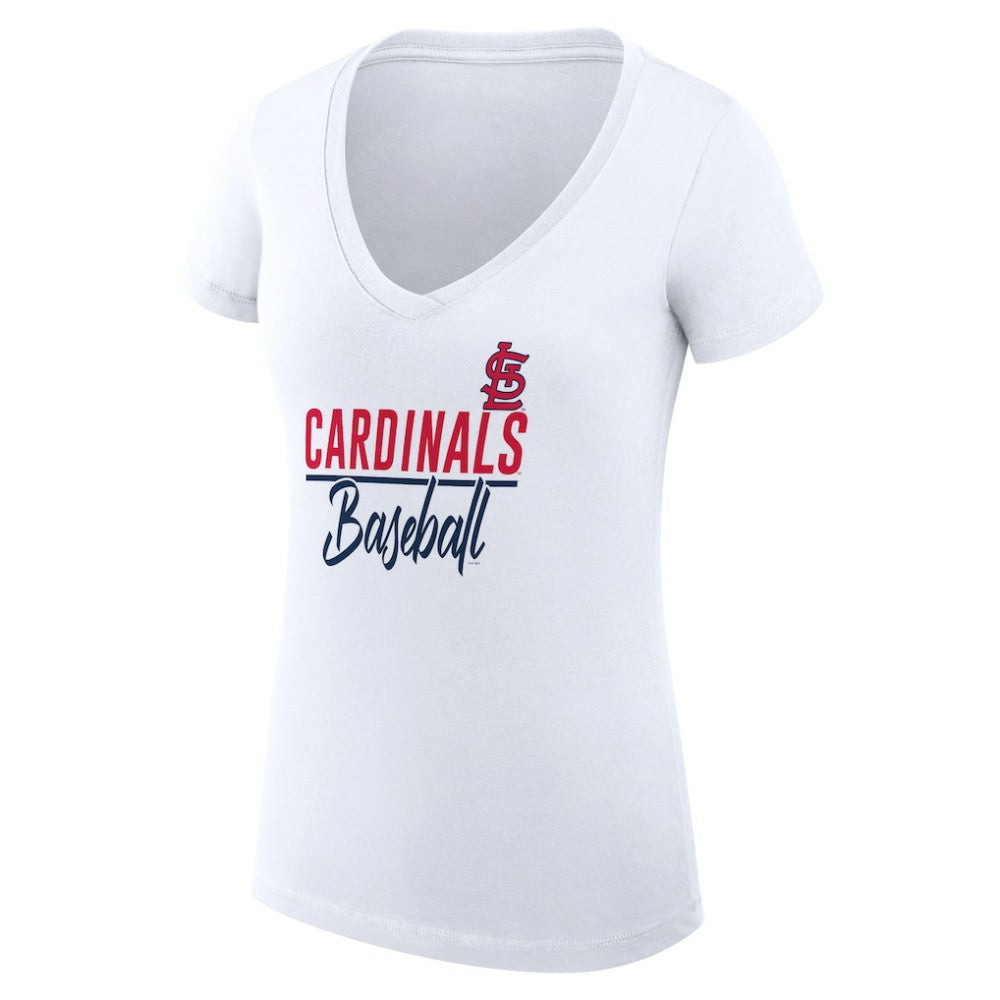 St. Louis Cardinals G-III 4Her by Carl Banks Women's Super-Slim Fit Lightweight Team Graphic V-Neck T-Shirt | MLB Shop