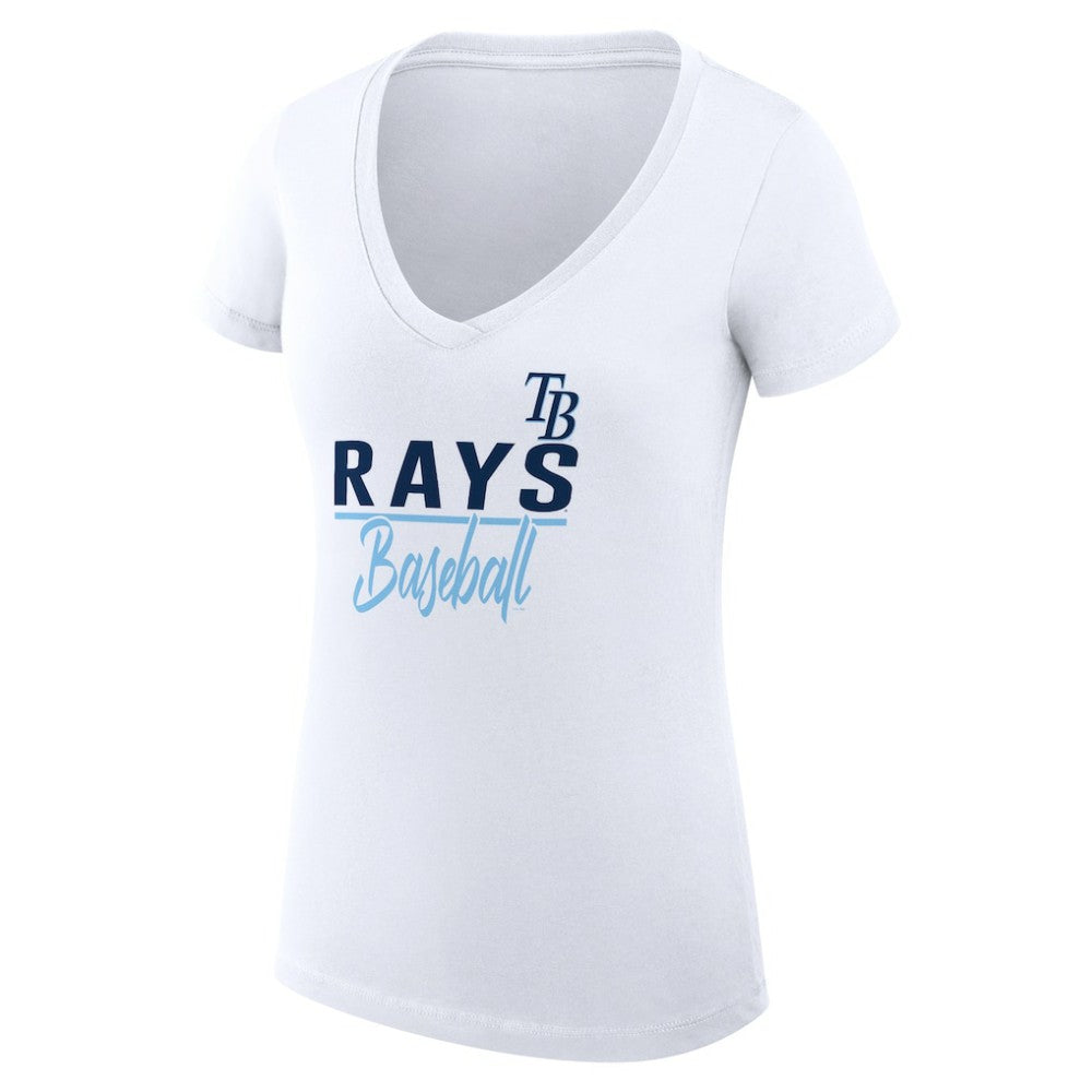 Tampa Bay Rays G-III 4Her by Carl Banks Women's Super-Slim Fit Lightweight Team Graphic V-Neck T-Shirt | MLB New