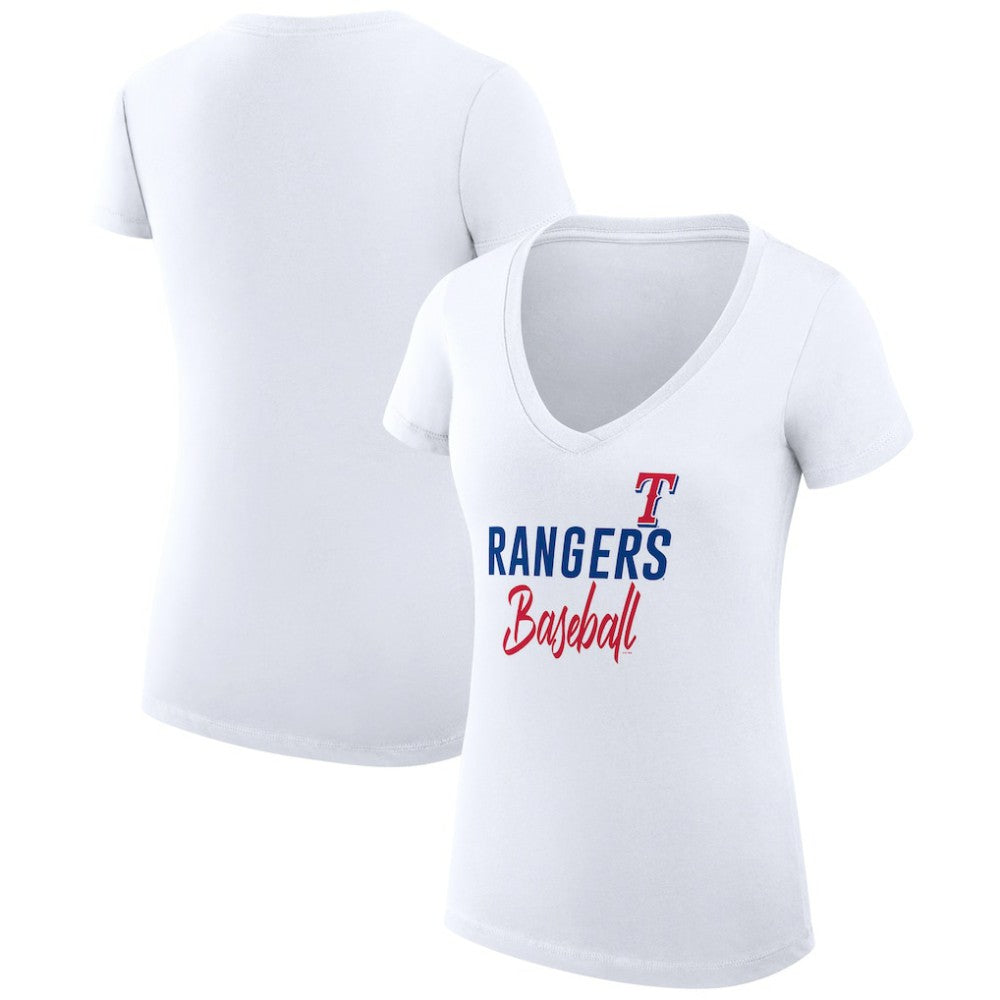 Texas Rangers G-III 4Her by Carl Banks Women's Super-Slim Fit Lightweight Team Graphic V-Neck T-Shirt | MLB New