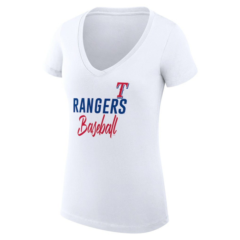 Texas Rangers G-III 4Her by Carl Banks Women's Super-Slim Fit Lightweight Team Graphic V-Neck T-Shirt | MLB New