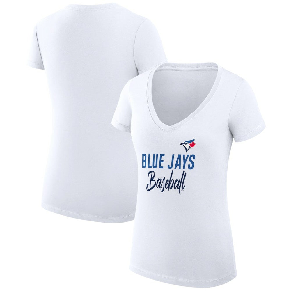Toronto Blue Jays G-III 4Her by Carl Banks Women's Super-Slim Fit Lightweight Team Graphic V-Neck T-Shirt | MLB US