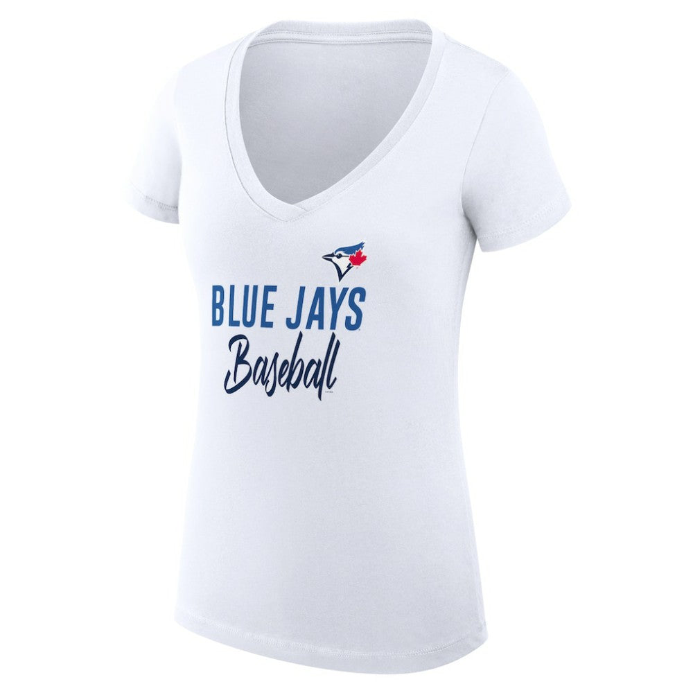 Toronto Blue Jays G-III 4Her by Carl Banks Women's Super-Slim Fit Lightweight Team Graphic V-Neck T-Shirt | MLB US