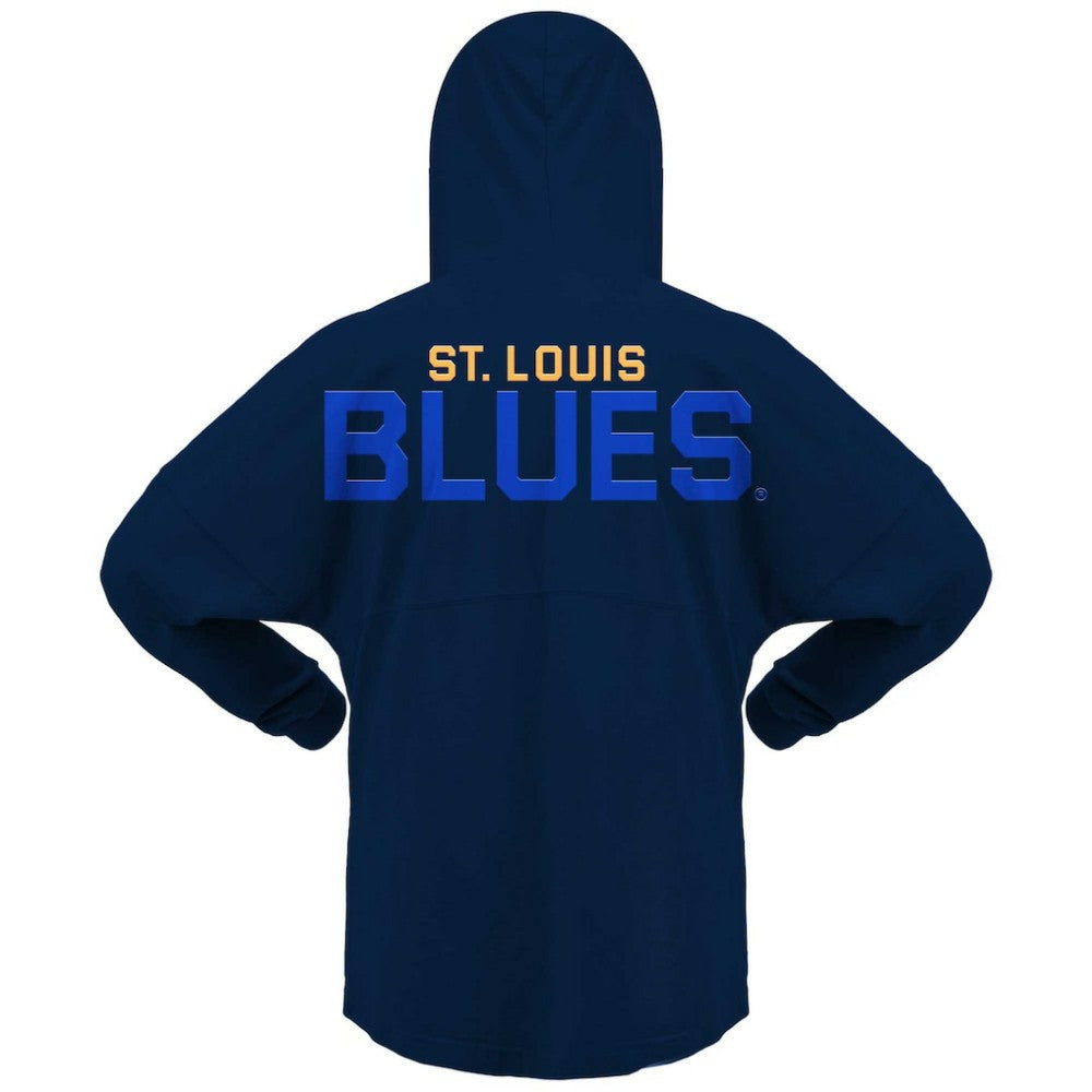 St. Louis Blues Fanatics Women's Jersey Lace-Up V-Neck Long Sleeve Hoodie T-Shirt Outlet