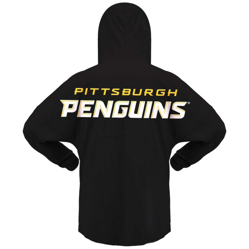 Pittsburgh Penguins Fanatics Women's Jersey Lace-Up V-Neck Long Sleeve Hoodie T-Shirt Sale