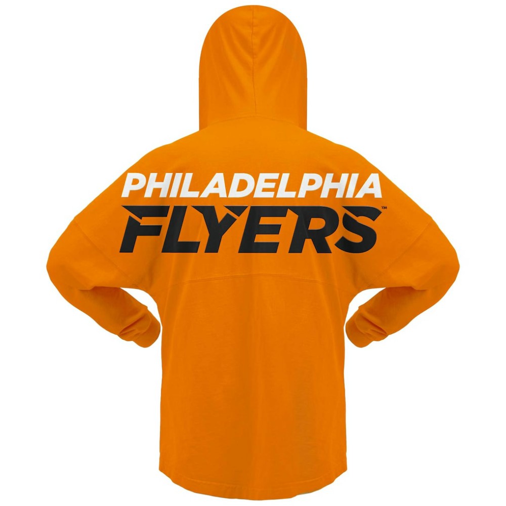 Philadelphia Flyers Fanatics Women's Jersey Lace-Up V-Neck Long Sleeve Hoodie T-Shirt Outlet