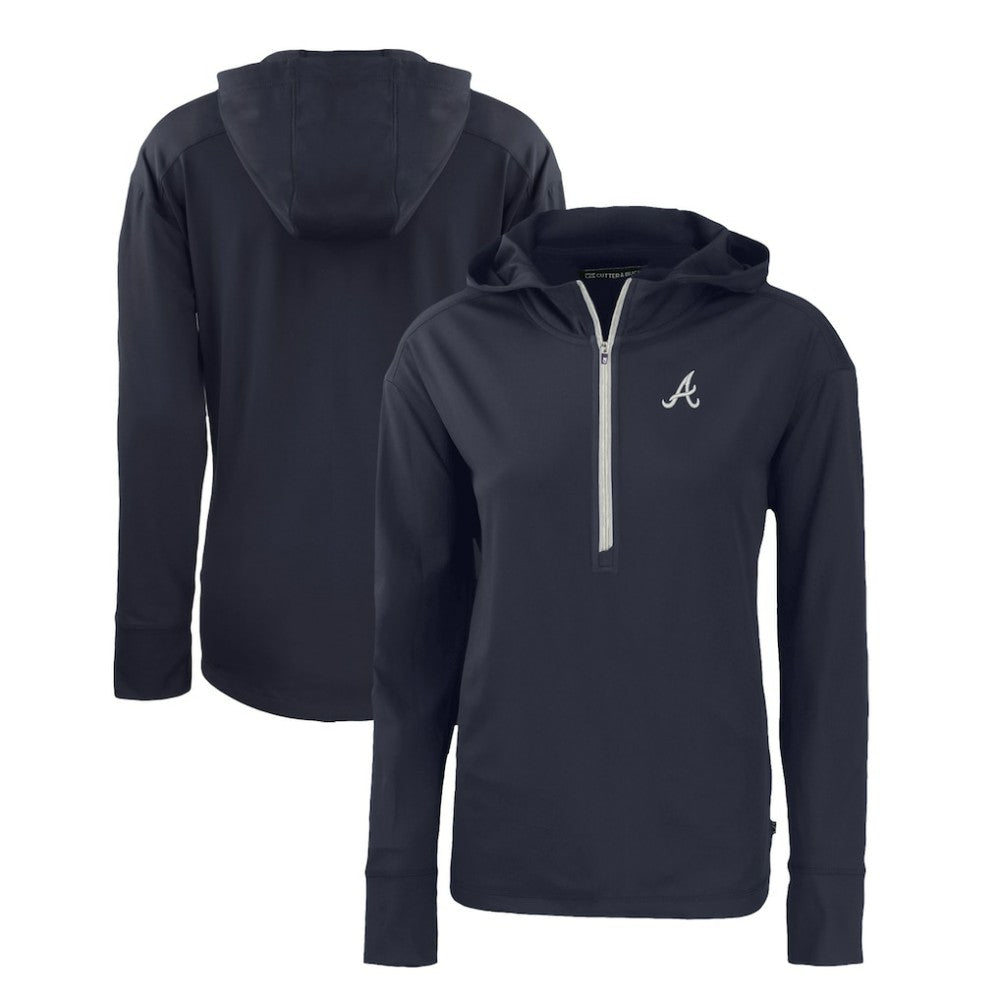 Atlanta Braves Cutter & Buck Women's Daybreak Eco Recycled Half-Zip Hoodie | MLB On Sale