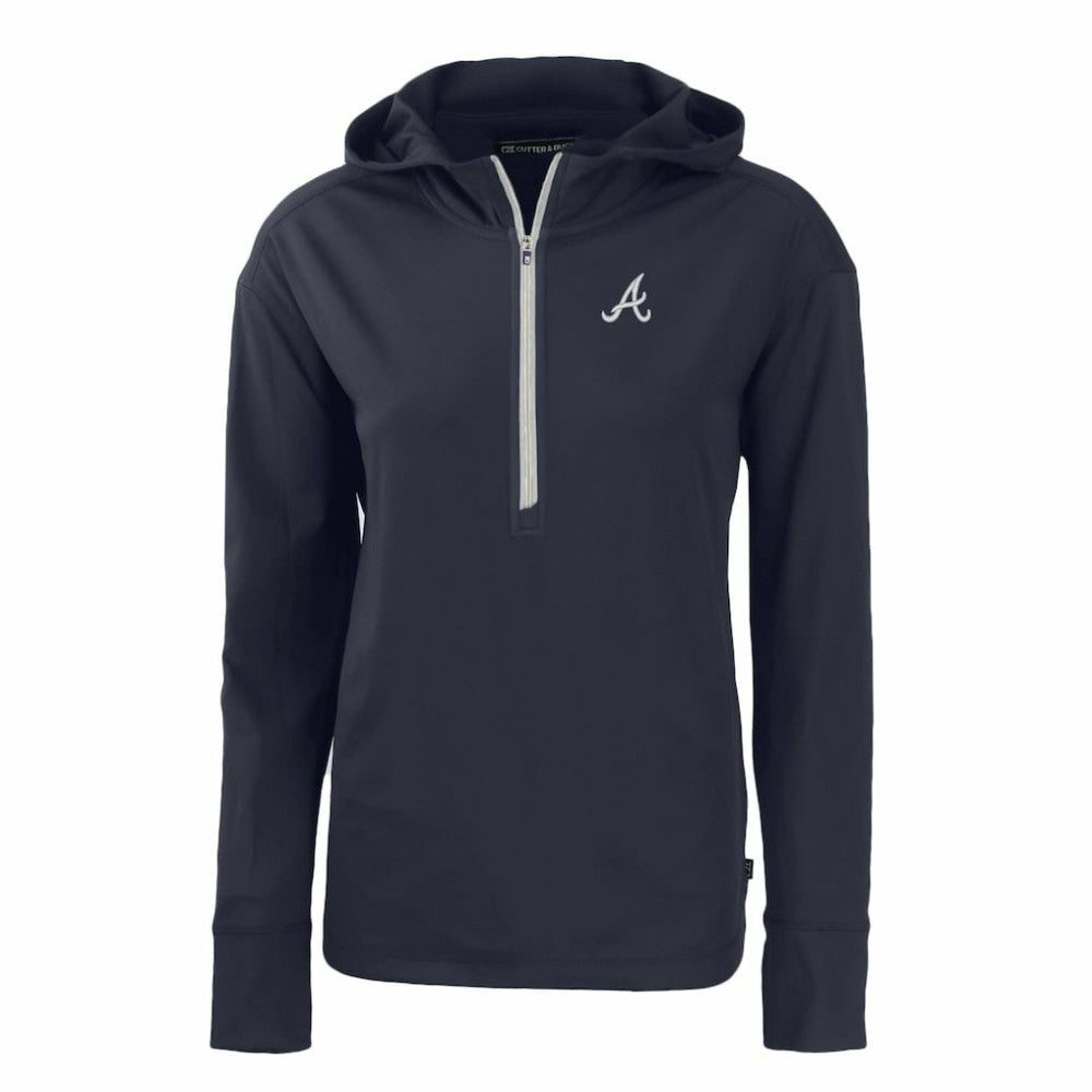 Atlanta Braves Cutter & Buck Women's Daybreak Eco Recycled Half-Zip Hoodie | MLB On Sale