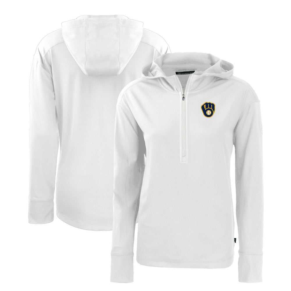 Milwaukee Brewers Cutter & Buck Women's Daybreak Eco Recycled Half-Zip Hoodie | MLB For sale