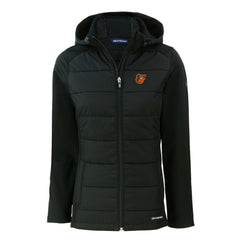 Baltimore Orioles Cutter & Buck Women's Evoke Hybrid Eco Softshell Recycled Full-Zip Hoodie Jacket | MLB Discount