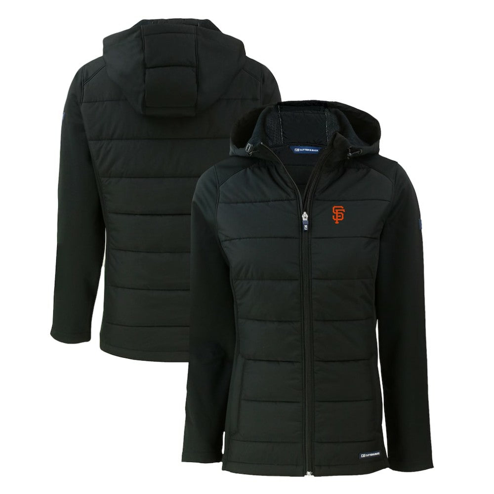 San Francisco Giants Cutter & Buck Women's Evoke Hybrid Eco Softshell Recycled Full-Zip Hoodie Jacket | MLB New