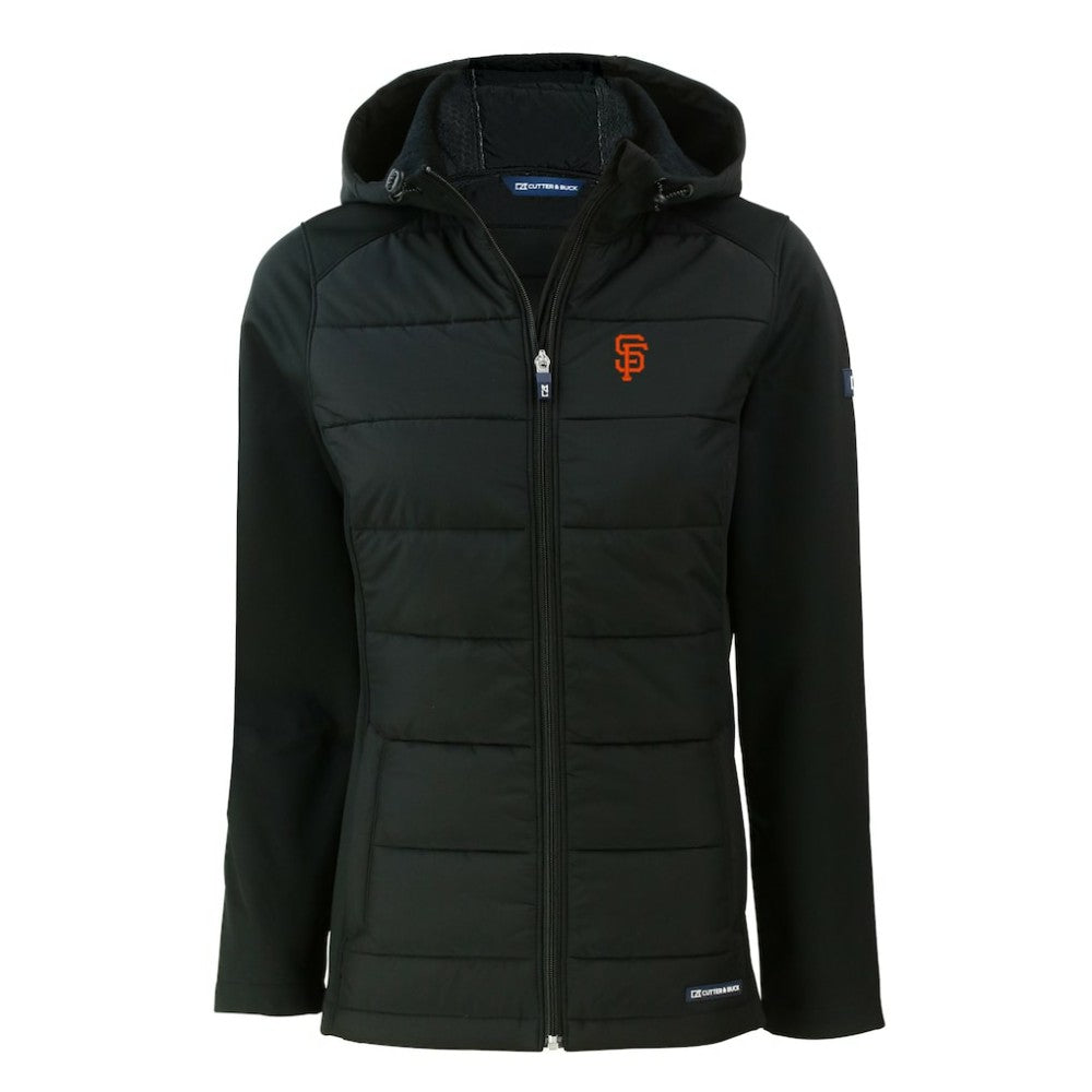 San Francisco Giants Cutter & Buck Women's Evoke Hybrid Eco Softshell Recycled Full-Zip Hoodie Jacket | MLB New