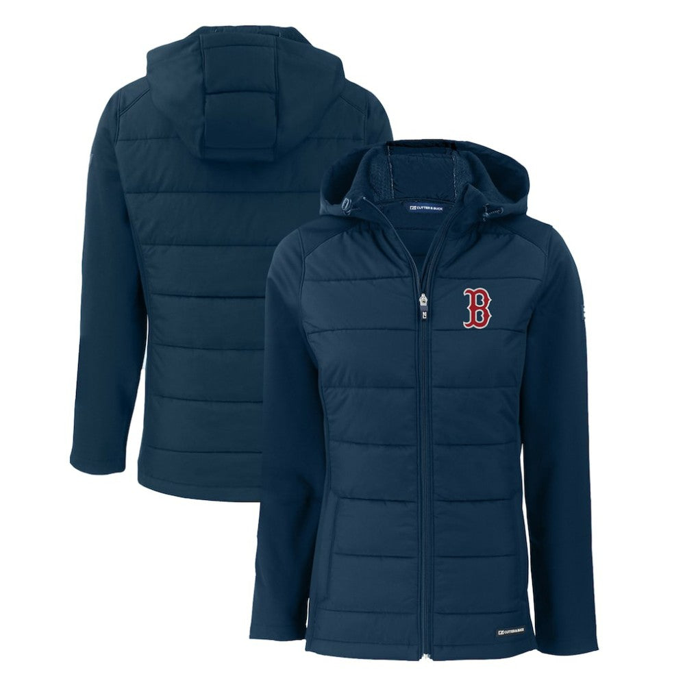 Boston Red Sox Cutter & Buck Women's Evoke Hybrid Eco Softshell Recycled Full-Zip Hoodie Jacket | MLB Near me
