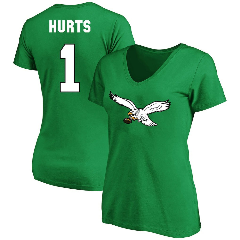 Philadelphia Eagles  Jalen Hurts  Women's Plus Size Fair Catch Name & Number Scoop Neck T-Shirt