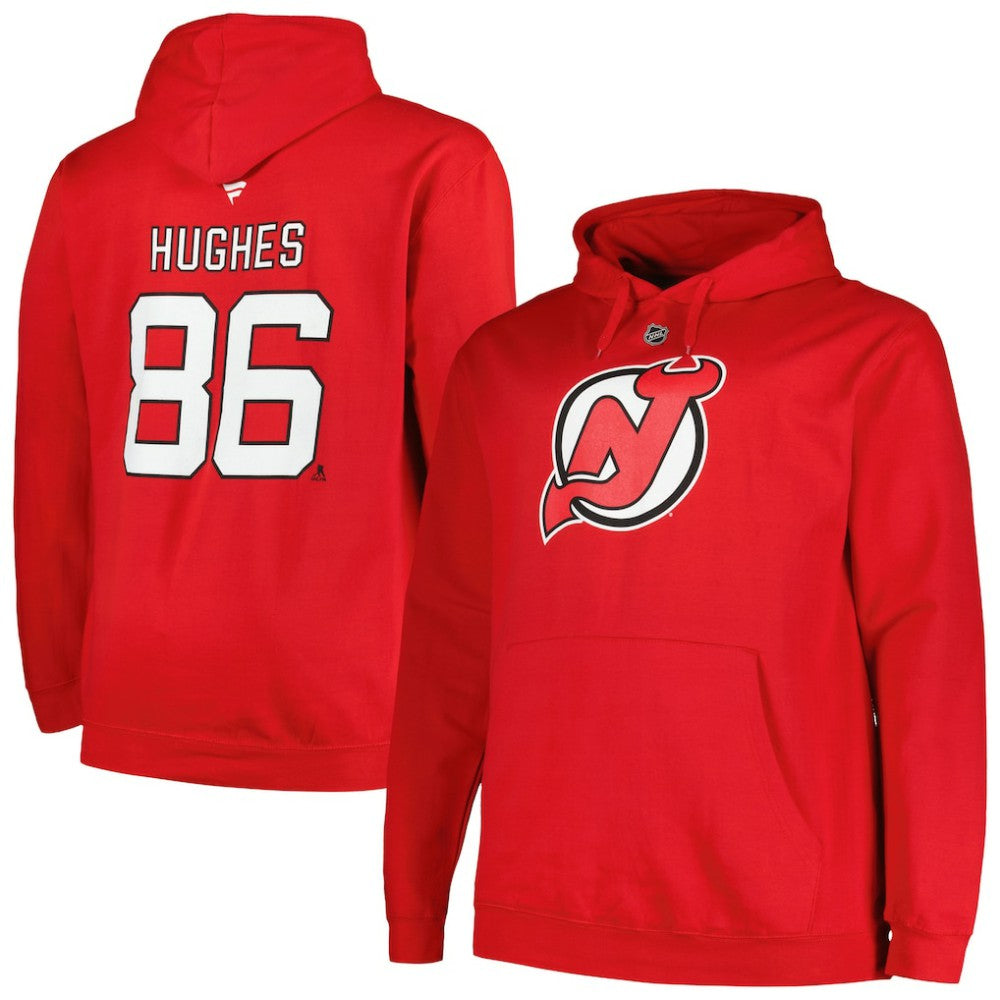 Jack Hughes New Jersey Devils Profile Big & Tall Name & Number Pullover Hoodie Discount