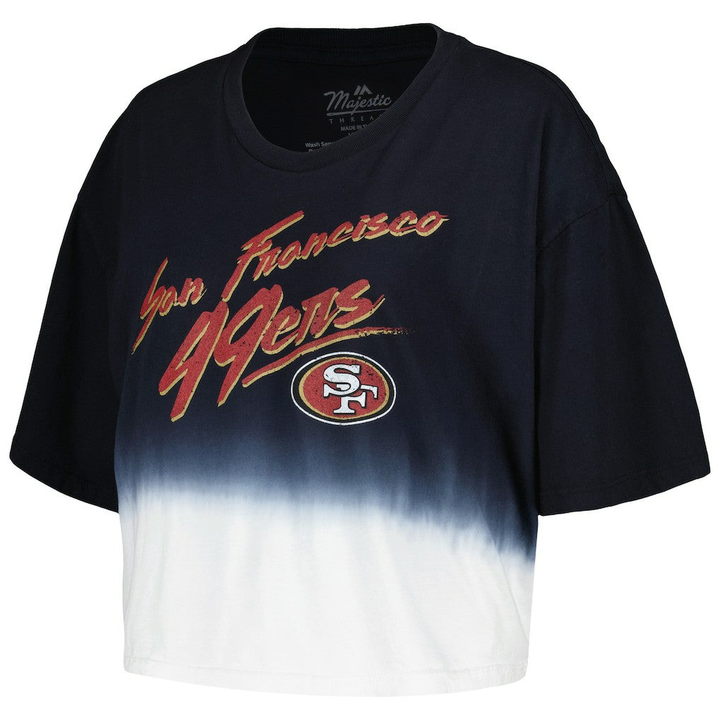 San Francisco 49ers  Christian McCaffrey  Majestic Threads Women's Dip-Dye Player Name & Number Crop Top
