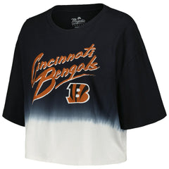 Cincinnati Bengals  Joe Burrow  Majestic Threads Women's Dip-Dye Player Name & Number Crop Top