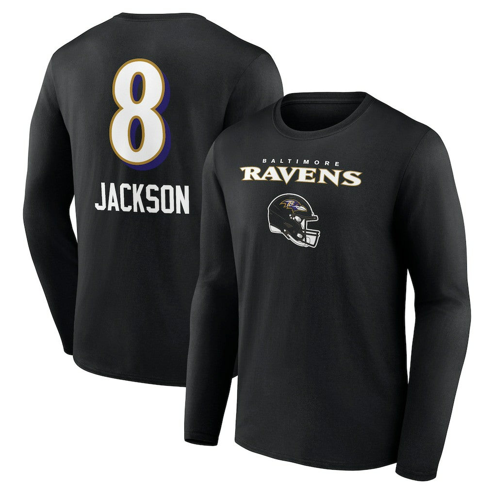 Baltimore Ravens  Lamar Jackson  Team Wordmark Long Sleeve T-Shirt