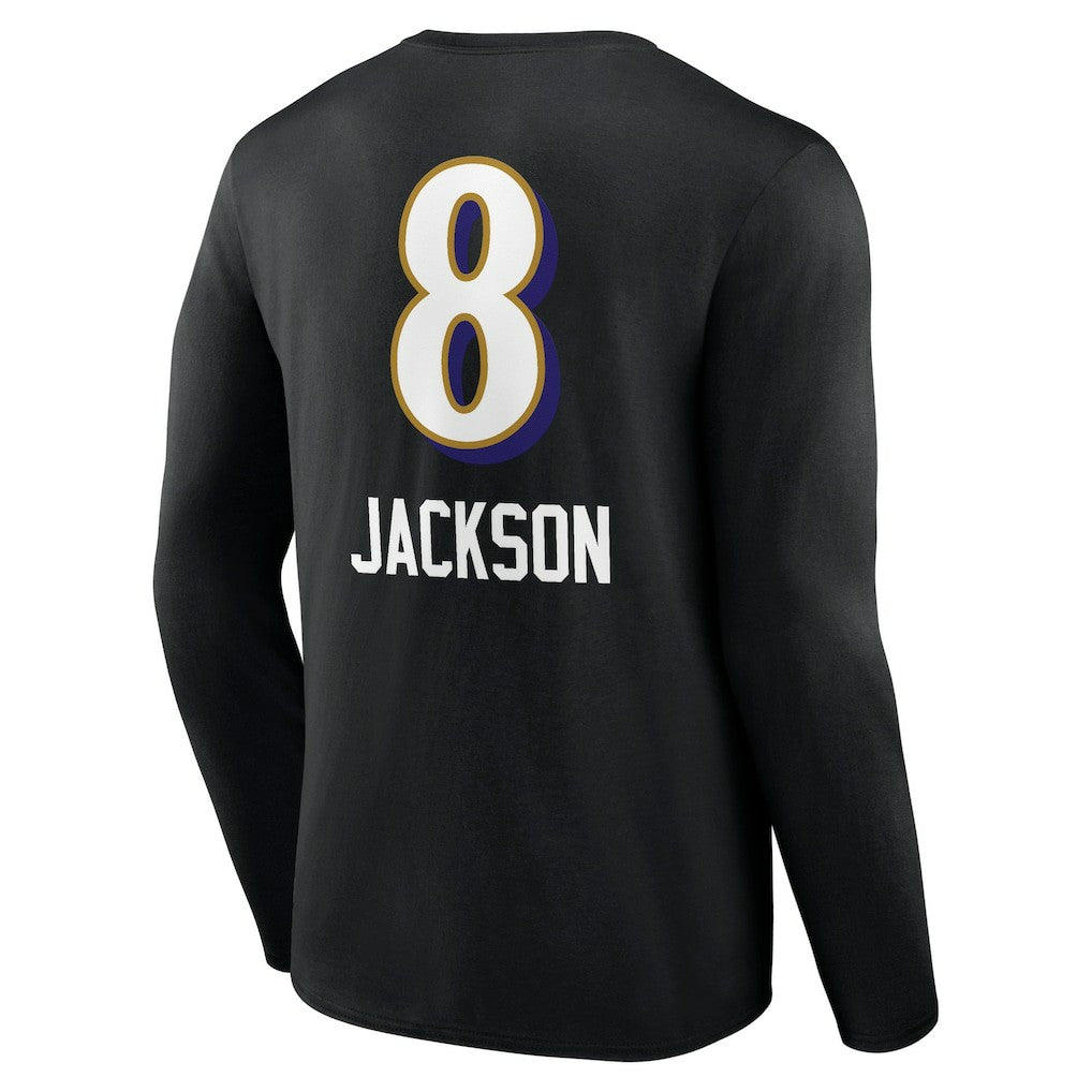 Baltimore Ravens  Lamar Jackson  Team Wordmark Long Sleeve T-Shirt