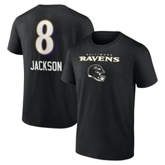 Baltimore Ravens  Lamar Jackson  Team Wordmark Name & Number T-Shirt