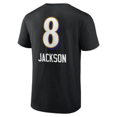 Baltimore Ravens  Lamar Jackson  Team Wordmark Name & Number T-Shirt