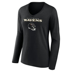 Baltimore Ravens  Lamar Jackson  Women's Team Wordmark Long Sleeve V-Neck T-Shirt